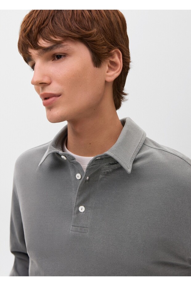 Pamuklu basic polo tişört - 6