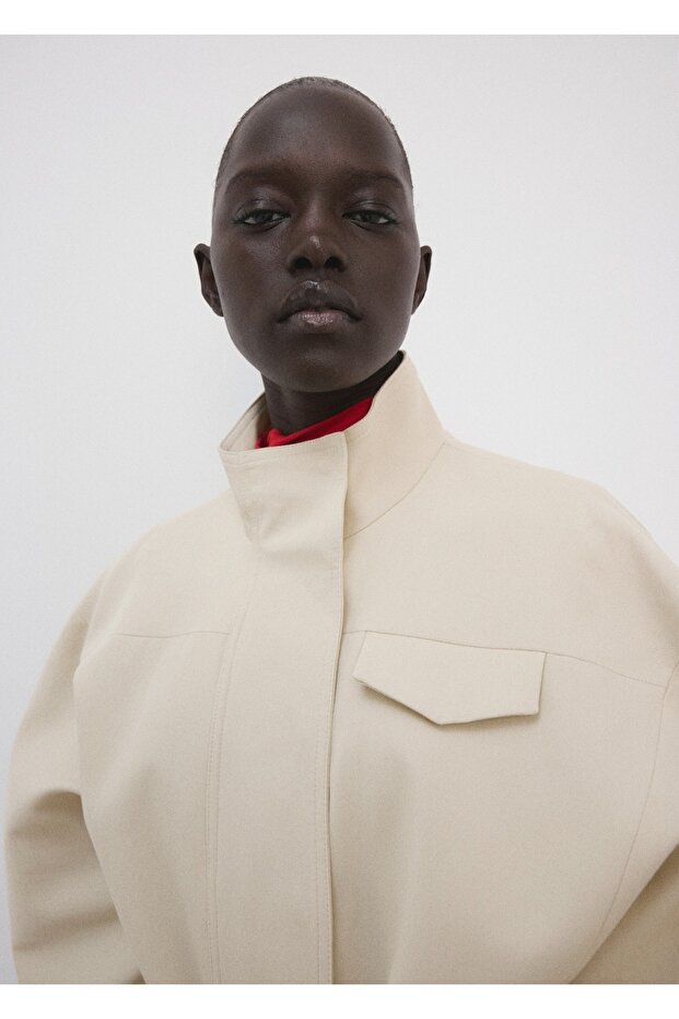 Kemerli denim ceket - 8