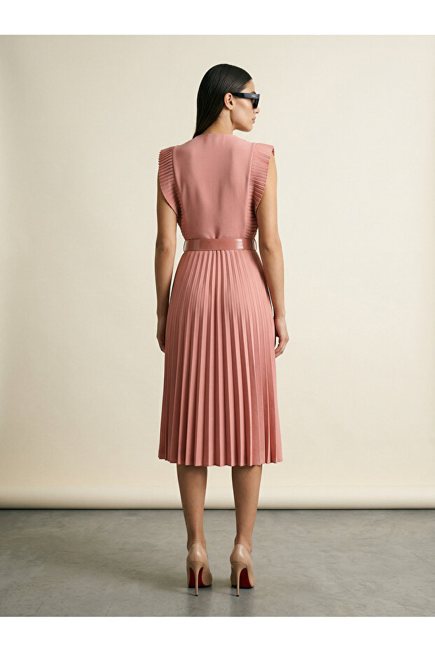 Pliseli Dabıl Elbise - 3