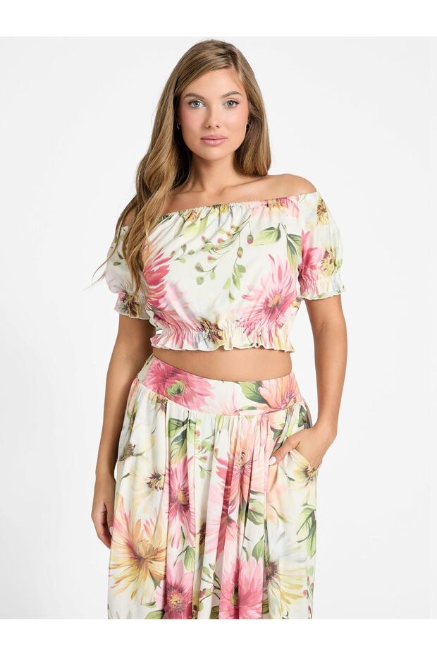 Floral print off-shoulder top