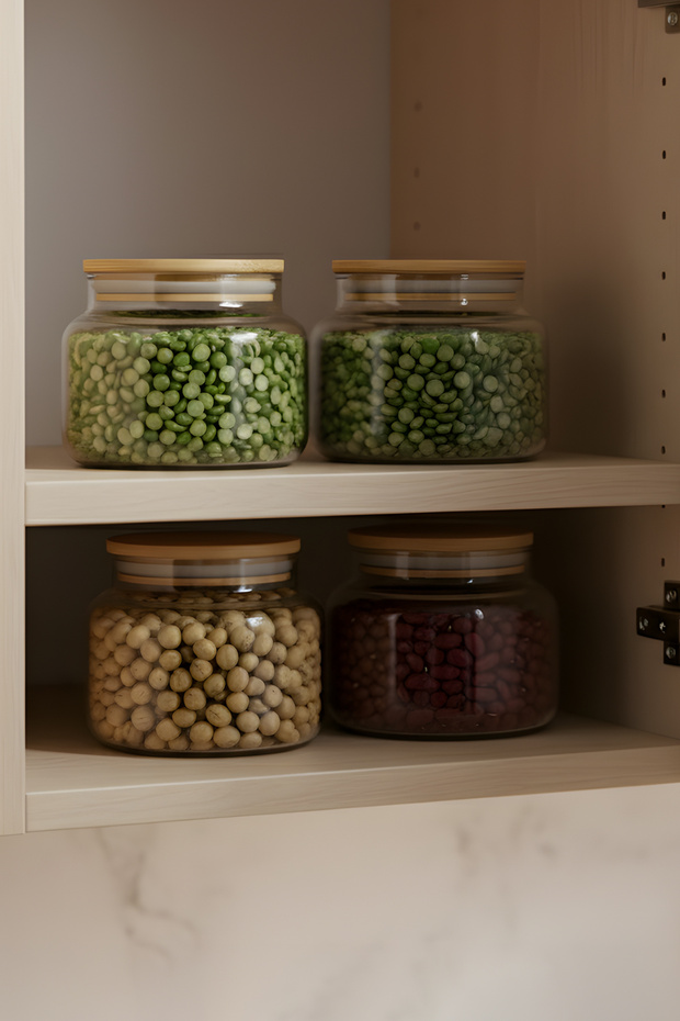 Basic Bambu Kapaklı 4'lü Cam Kavanoz Seti 350 cc - 5