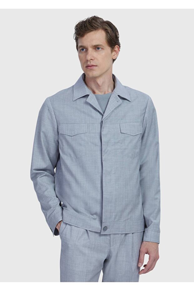 Light Gray Shirt Jacket - 1