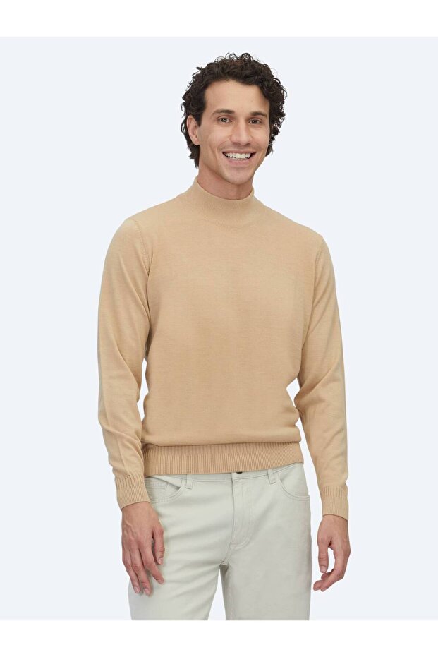 Camel Hair Half Turtleneck Jacquard Wool Blended Knitwear Sweater