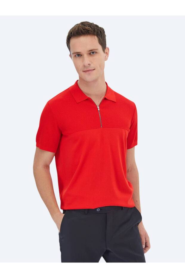 Pomegranate Flower Polo Collar Jacquard Knitwear