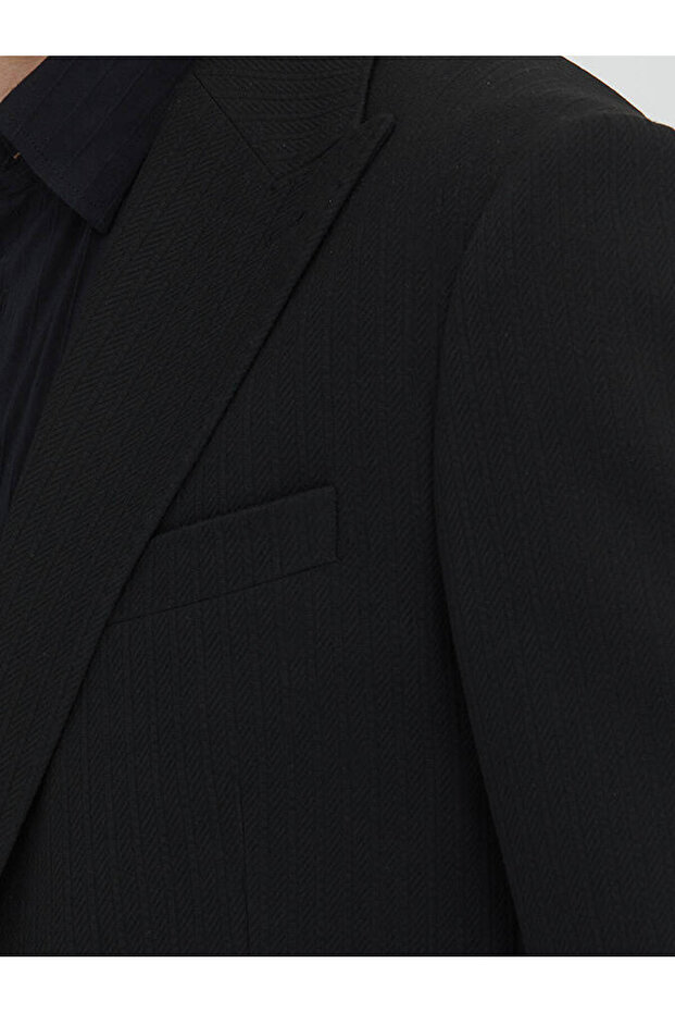 Black Striped Modern Fit Jacket - 3