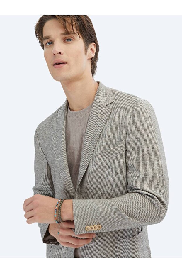 Brown Patterned Regular Fit Jacket - 1