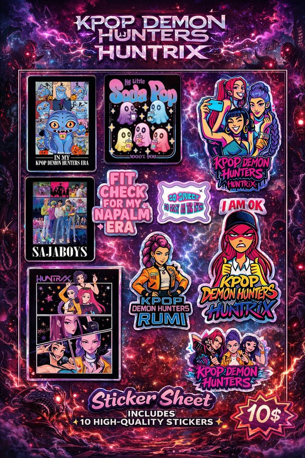 Kpop Hunters Sticker Set – 15 Pieces Anime Character Stickers | Notebook, Laptop,