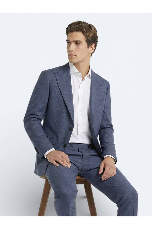 بدلة من مزيج الصوف الأزرق - 1