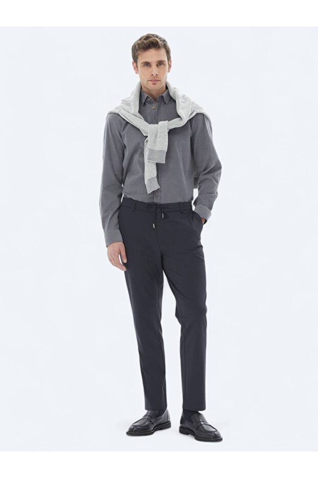 Lacivert Örme Jogging Fit Casual Pantolon - 1