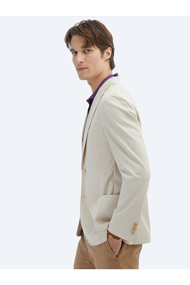 Jachetă modernă cu model bej - 3
