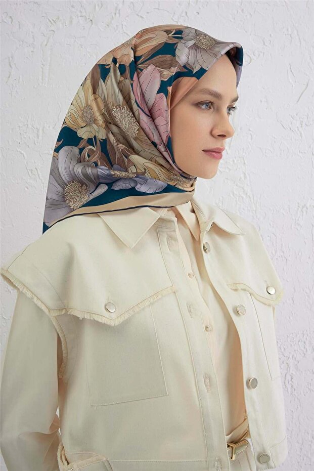 Floral Print Pure Silk Twill Scarf 9403D 37