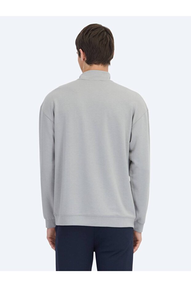 Gri Dik Yaka Sweatshırt - 6