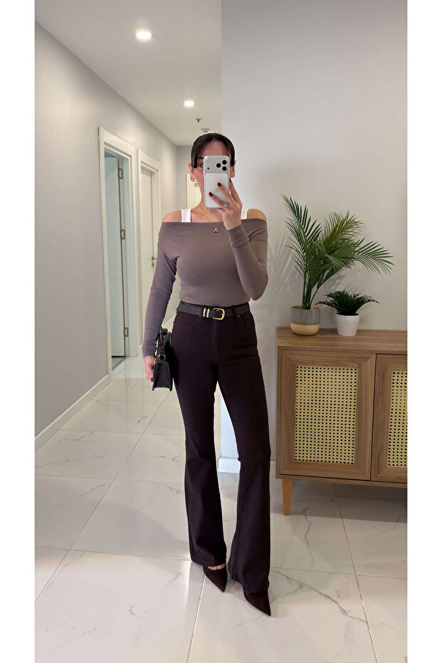 Zr Konse Bitter Brown Spanish Flared Jeans