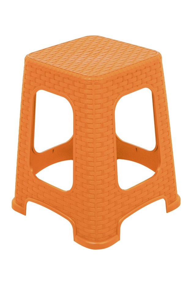 Sturdy Plastic Karizma Rattan Stool (6 Pieces) Teak