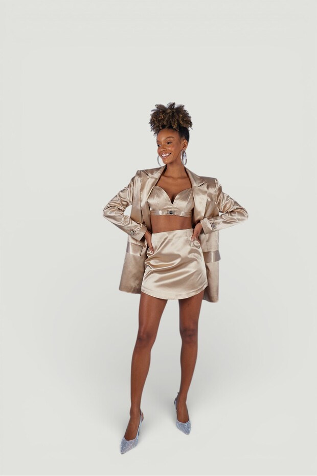 Fusta elegantă bej - 4