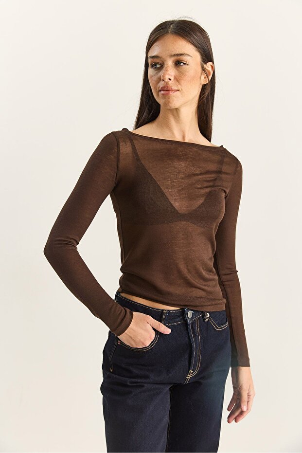 LUCCI Crew Neck Basic Transparent Top - 2