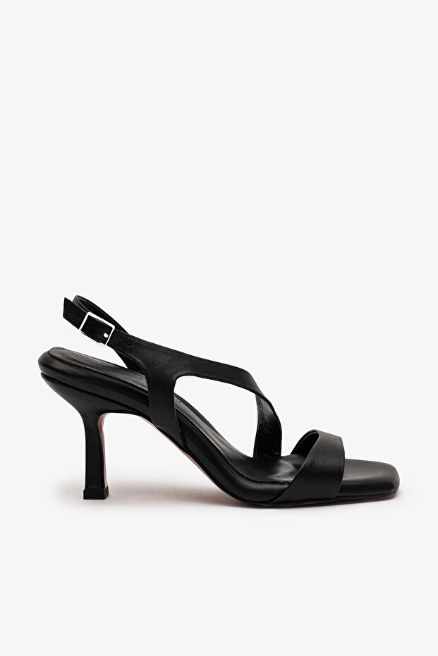 Fern Siyah Leather Women Heeled Shoes