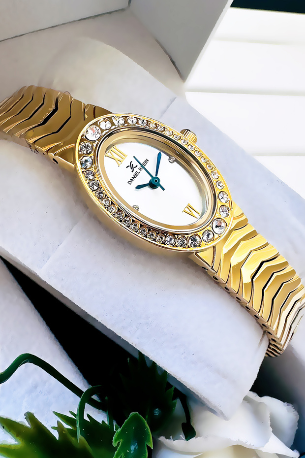 Original Oval Case Women's Wristwatch, Waterproof Gold Color Steel Band - Bracelet Gift Dkby2051C1