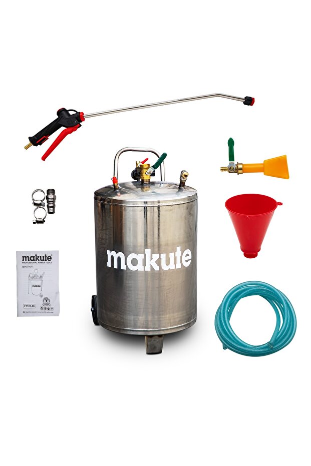 80L Stainless Steel Foam Tank, 1.2mm Heavy Duty Pressure Sprayer with 5m Hose and Copper Valv
