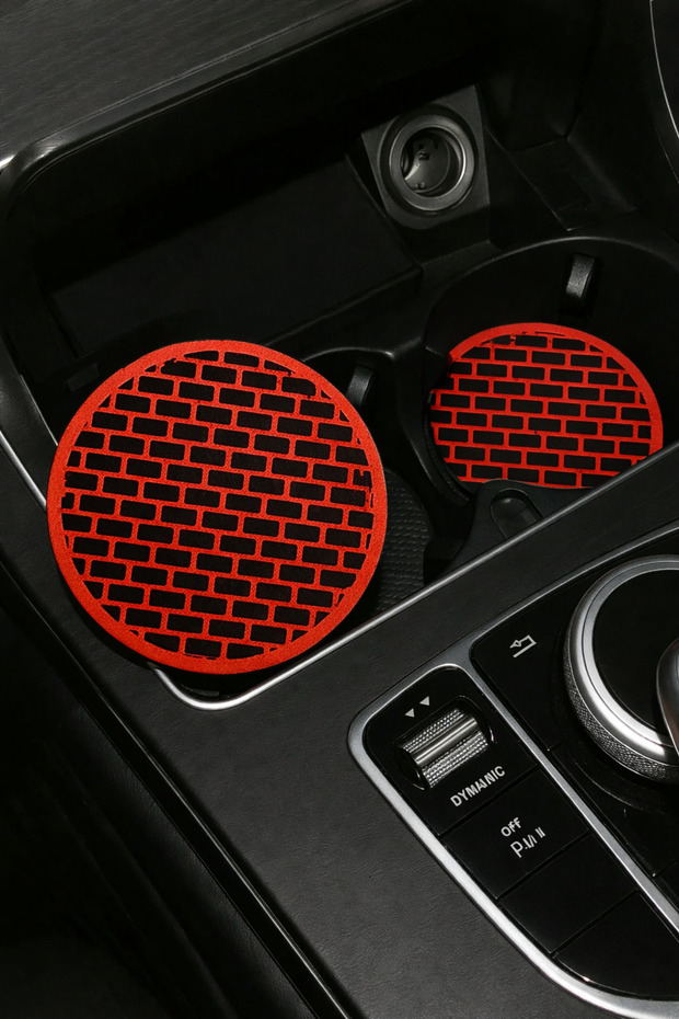 Brick Patterned orange cup holder - 1