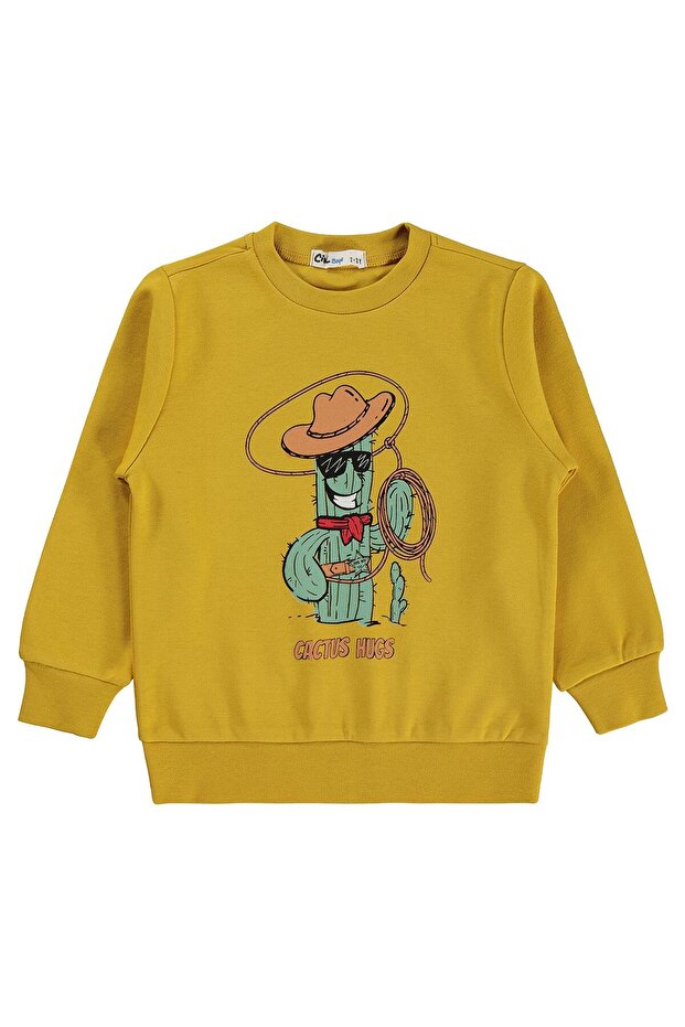 Cowboy Cactus Printed Sweatshirt for 2-5 Years - Mustard 4-5 Years