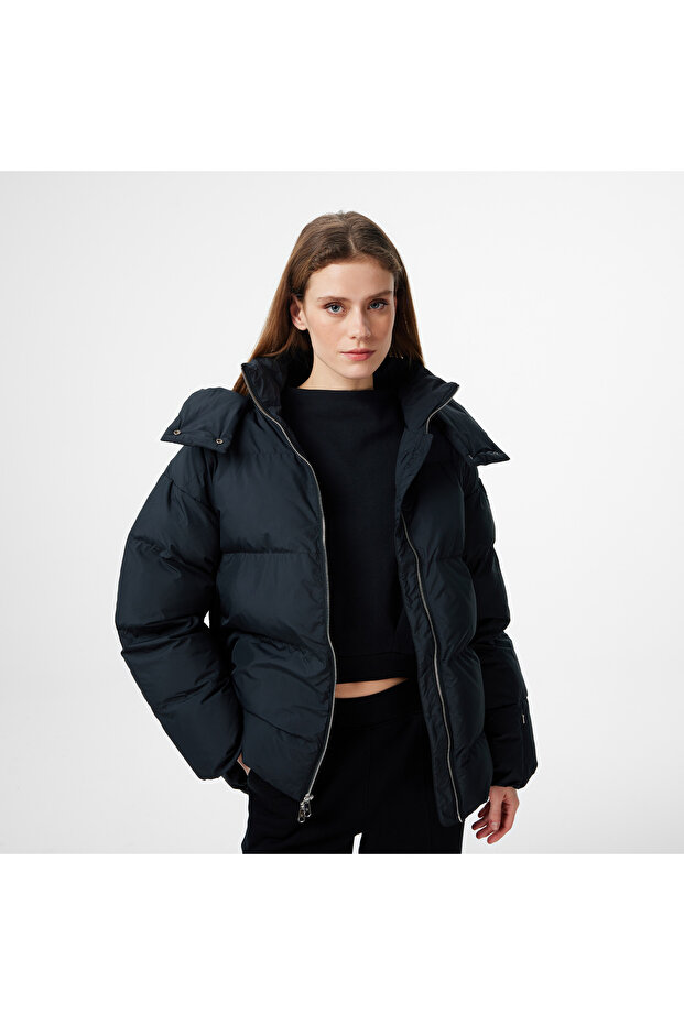Classic Women's Hooded Black Puffer Coat