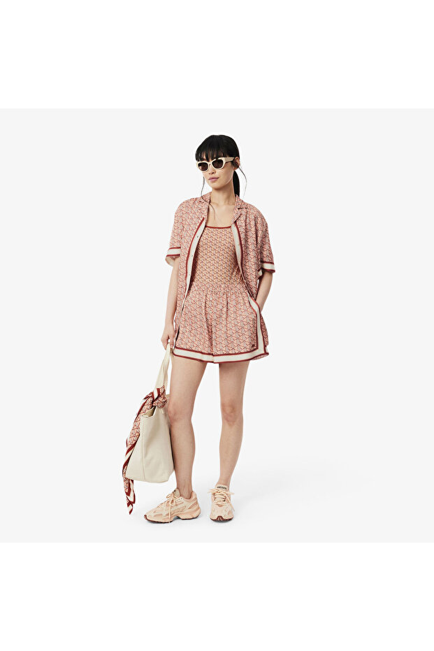 Kadın Monogram Bej Şort - 4