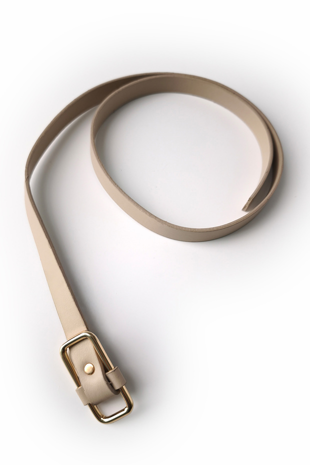 حزام بإبزيم مستطيل باللون البيج - 3