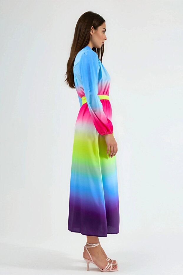 Rochie maxi MSN Ombre cu curea - 4
