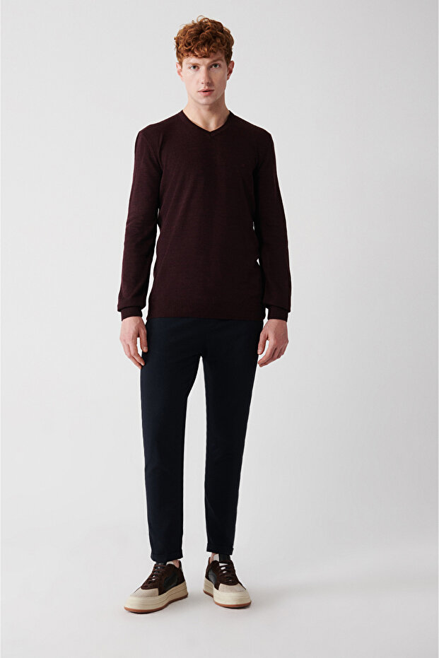 Men's Burgundy Basic Sweater E005003 - 5