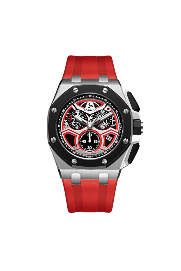 Men's Chronograph Red with Black Dial Watch - T25103-SSRRB