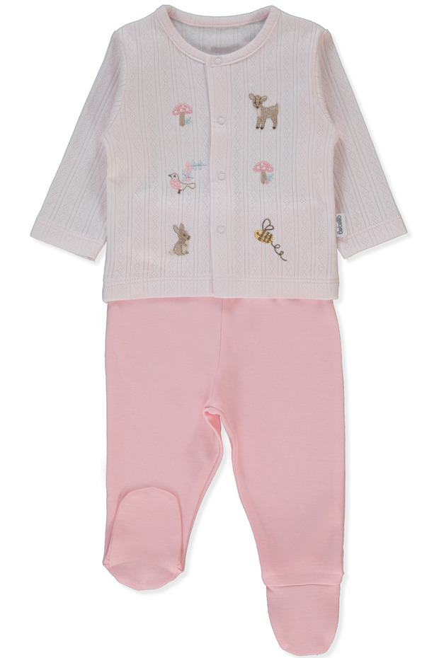 Interlock Pajama Set with Booties 2-Piece (Loves You) Pink