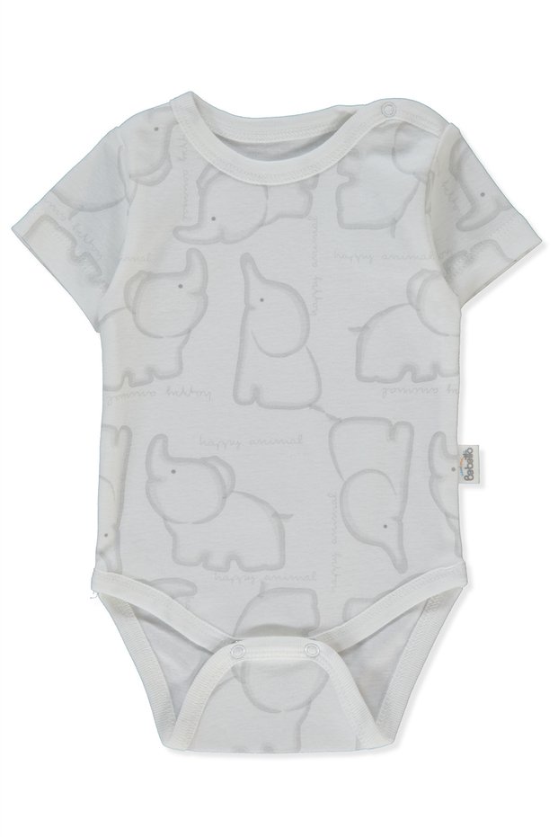 Ri̇bana Short Sleeved Body Ay (Happy Animal) Gray Melange