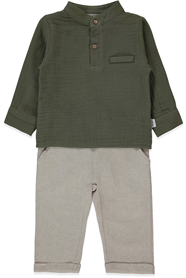 Muslin Shirt 2-Piece Set (Gentleman) Khaki