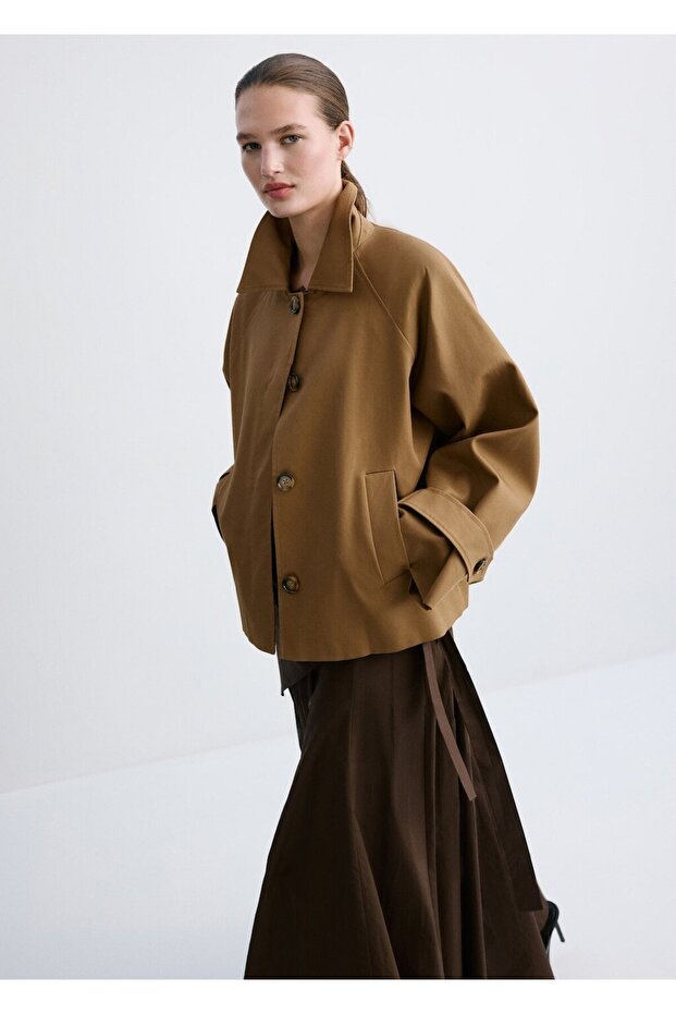 Kısa oversize trençkot - 6