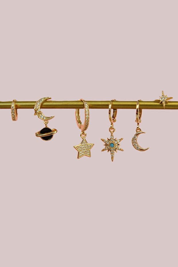 Star Planet North Star Earring Set 6 Pieces Multi Star Earrings