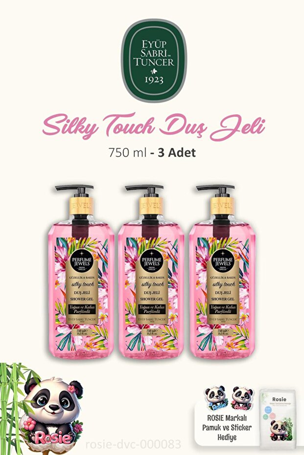 3 Pieces Silky Touch Shower Gel 750 Ml, Rosie Cotton Gift