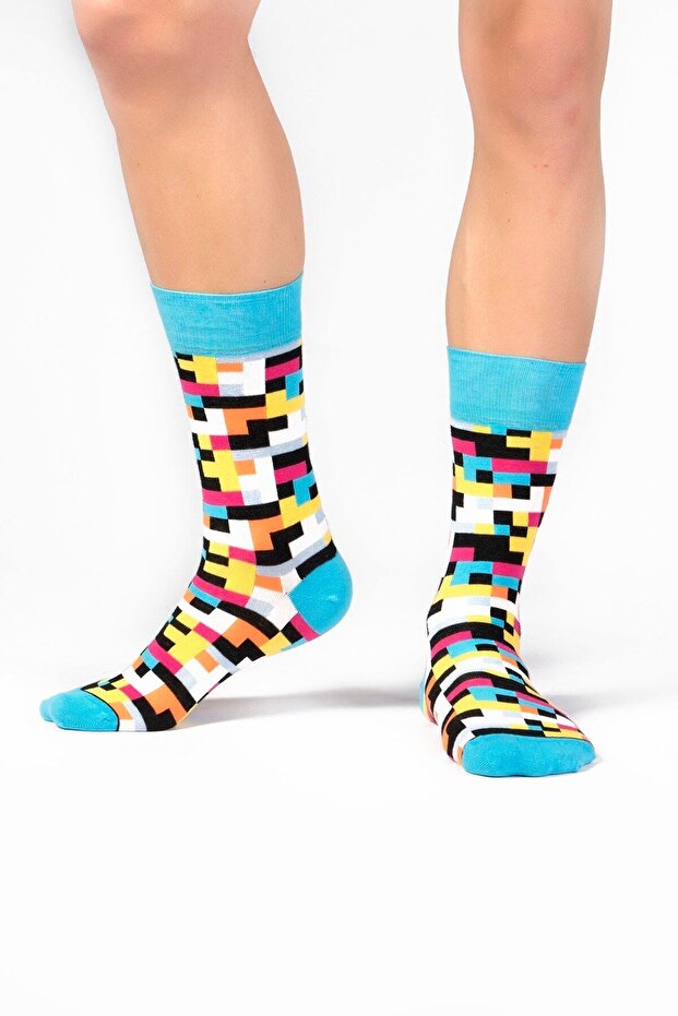 Blok Desenli Çorap - 3