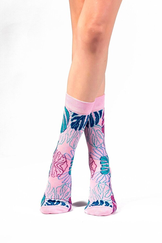 Çiçek Desenli Çorap - 3