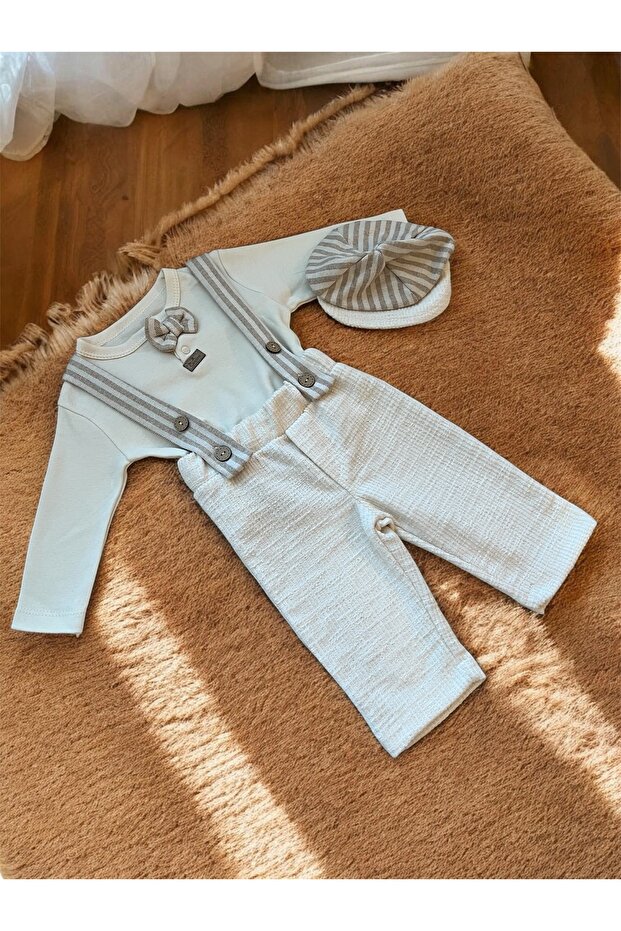 Mc Baby Boy Bow Tie Striped Bow Tie 4-Piece Full Cotton Outfit