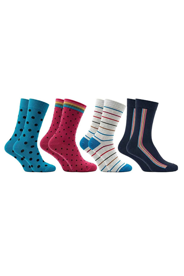جوارب رجالية متعددة الألوان منقوشة، عبوة من 4 قطع - 4