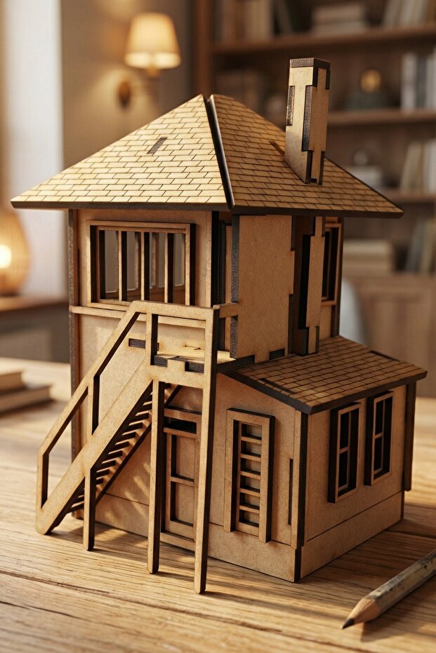 ALGWOOD Nostaljik Demiryolu Sinyal Kulesi Ahşap Maket Kiti – 95 Parça 3D Puzzle Gözetleme Evi DIY Hobi Seti