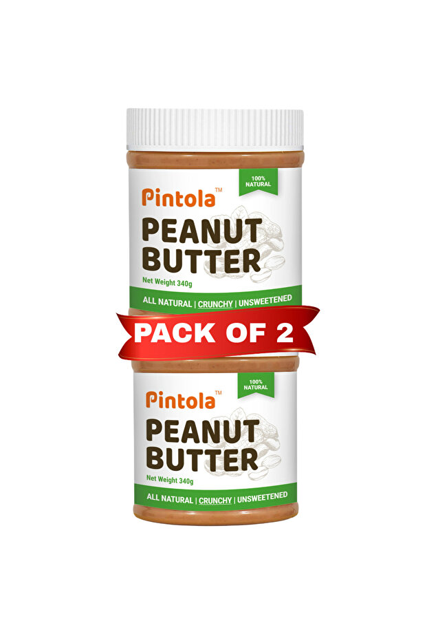 All Natural Unsweetened CRUNCHY Peanut Butter (340g pack of 2) [Limited-Time Offer 🔥]