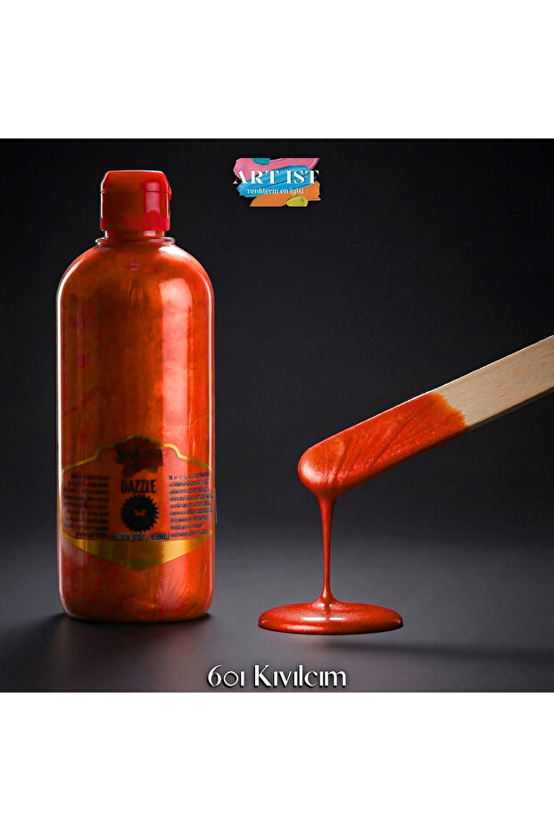 ART IST DAZZLE Metalik Sedefli ve Vernikli Su Bazlı Akrilik Boyalar 500ml | 601 Kıvılcım