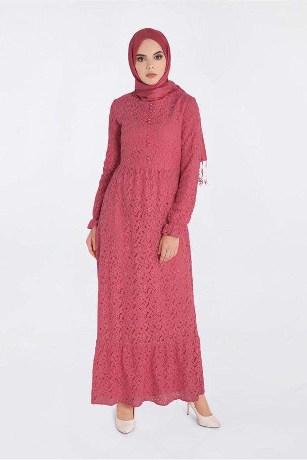Round Neck Lace Dress 4390