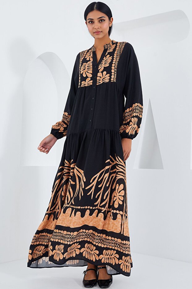 Rochie maxi cu decolteu în V și model BDART - 3