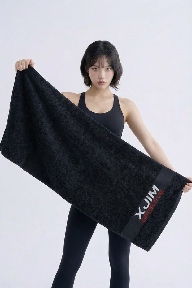 100% Cotton 50X100 Black Sports Athlete Towel Sweat Absorbent Towel for Fitness Training Gym Boxing Soft