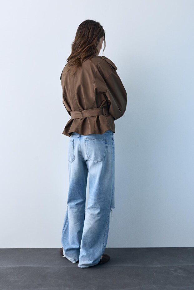 Kısa dik yaka trençkot - 7