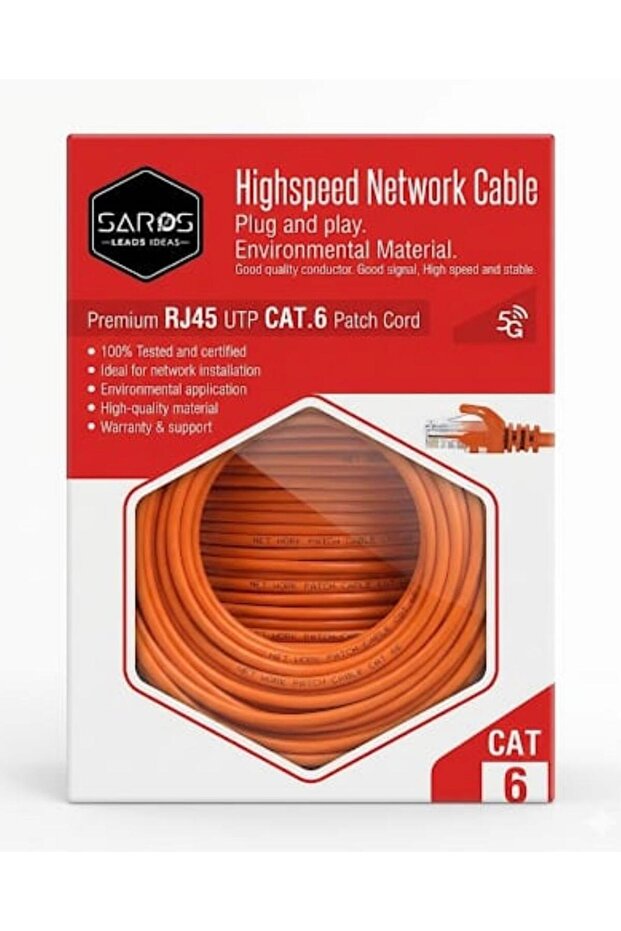 كابل شبكة إيثرنت عالي السرعة CAT6 RJ45 بطول 70 مترًا (سلك توصيل UTP) مع علبة