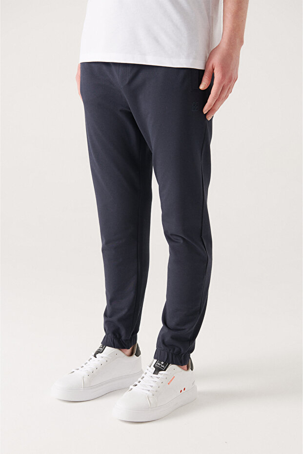Men's Navy Blue Basic Cotton 2-Thread Jogger E003403 - 2
